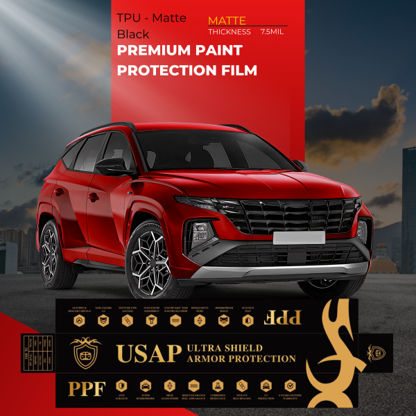 TPU-Matte Black Premium Paint Protection Film – 7.5mil | Hydrophilic Coating | Self-Healing | USA Material