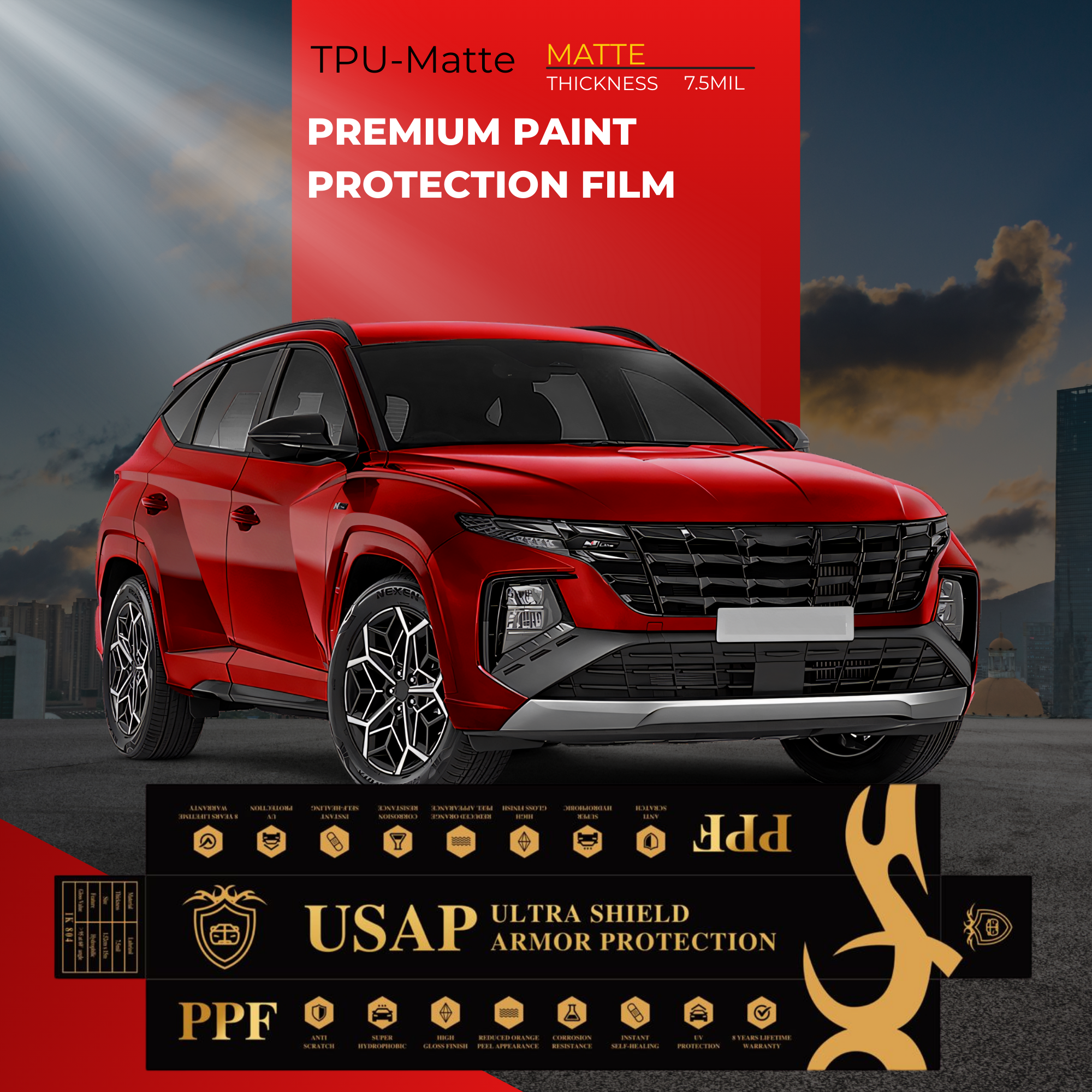 TPU-Matte Premium Paint Protection Film – 7.5mil | Hydrophilic Coating | Self-Healing | USA Material